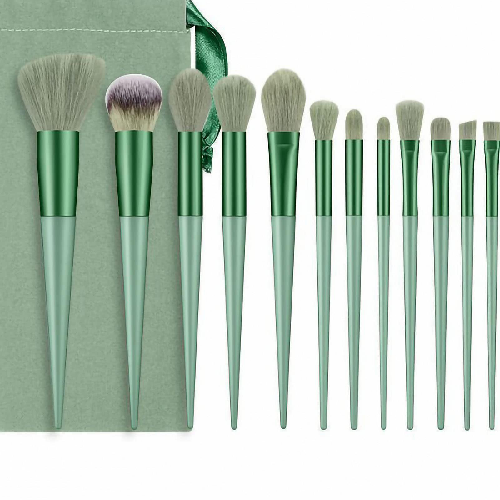 Набор кистей для теней Verdant Touch, набор кистей для макияжа, 13 шт, ручной, мягкий, набор кистей для смешивания косметики для пудры для лица, консилера, зеленая кисть для теней, косметические инструменты, фото №4