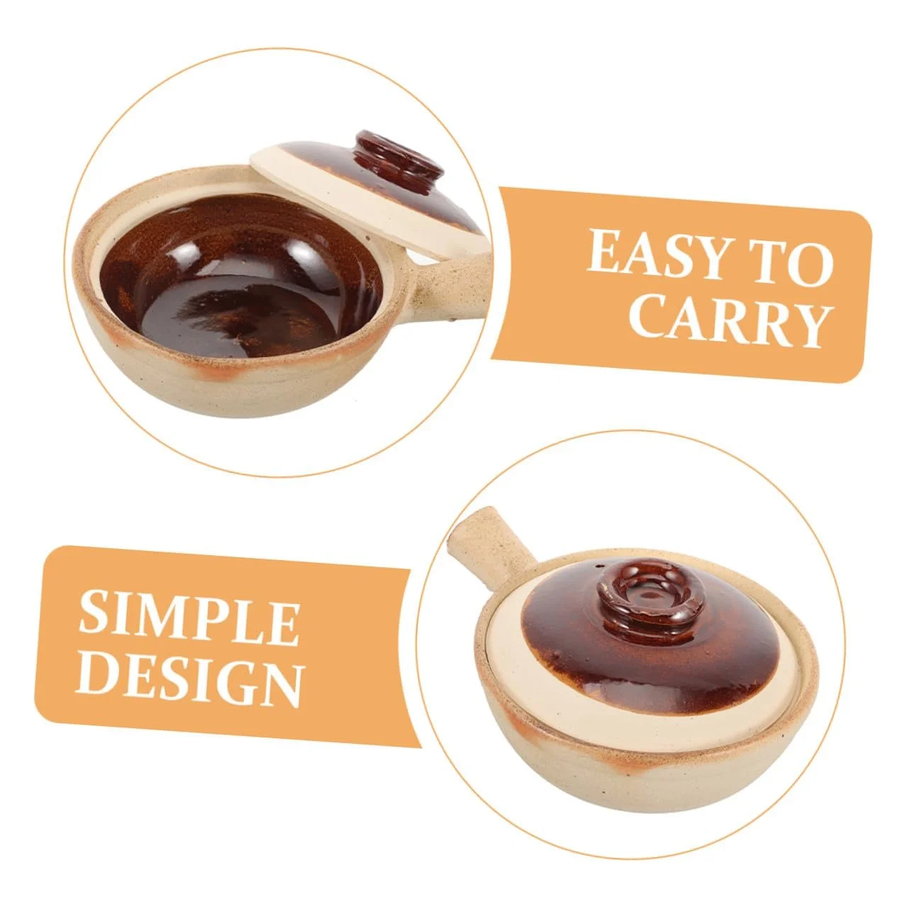 Кастрюля для тушения Керамическая С ручкой Термостойкая Традиционная Подходит для посудомоечной машины, фото №5