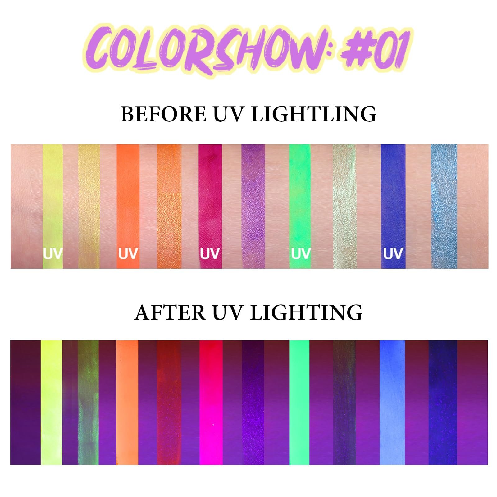 Палетка EYELINER KYDA 10 кольорів UV Glow Водозмивний, фото №4