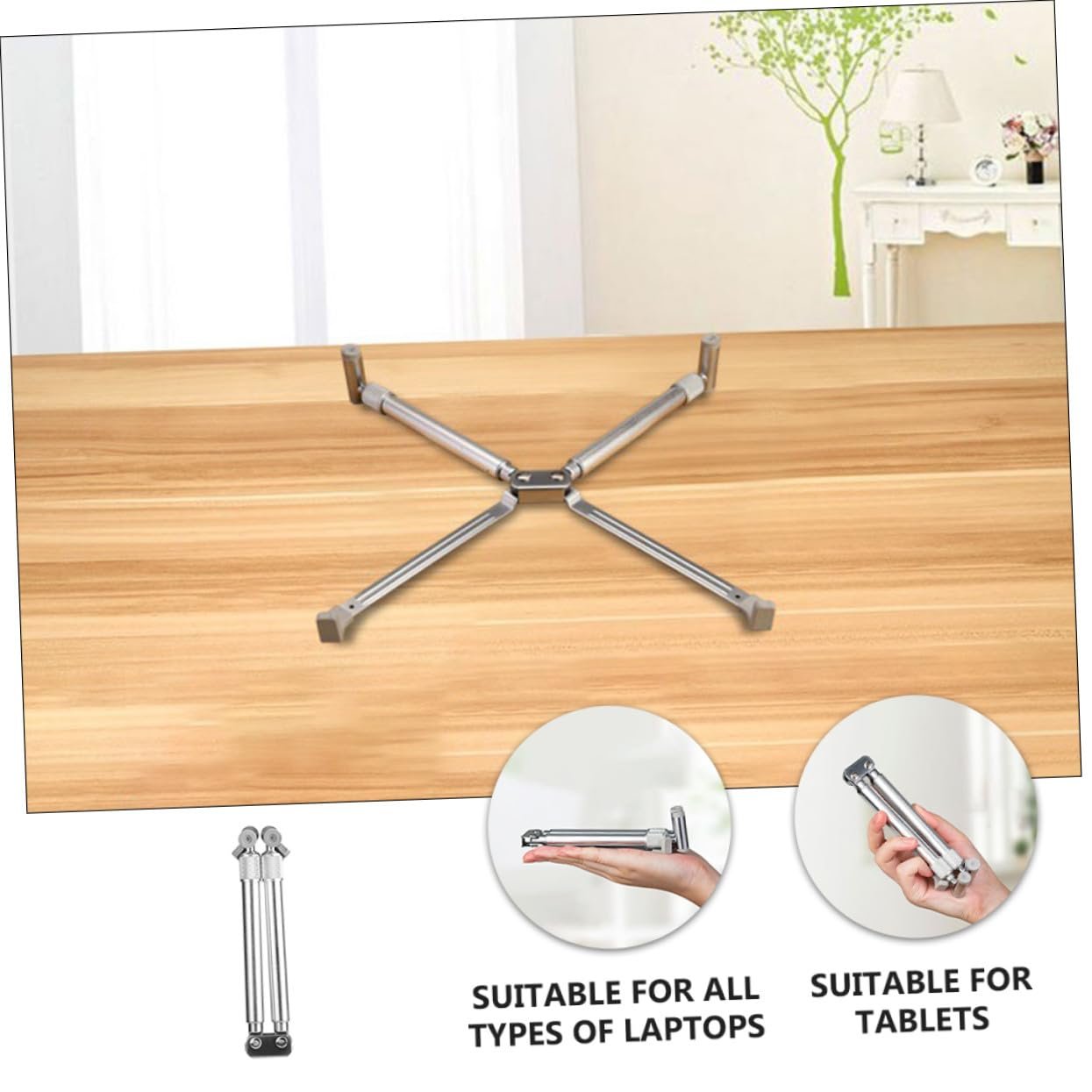 Подставка для ноутбука алюминиевая регулируемая вращающаяся складная легкая портативная с полостью для охлаждения эргономичная, фото №3