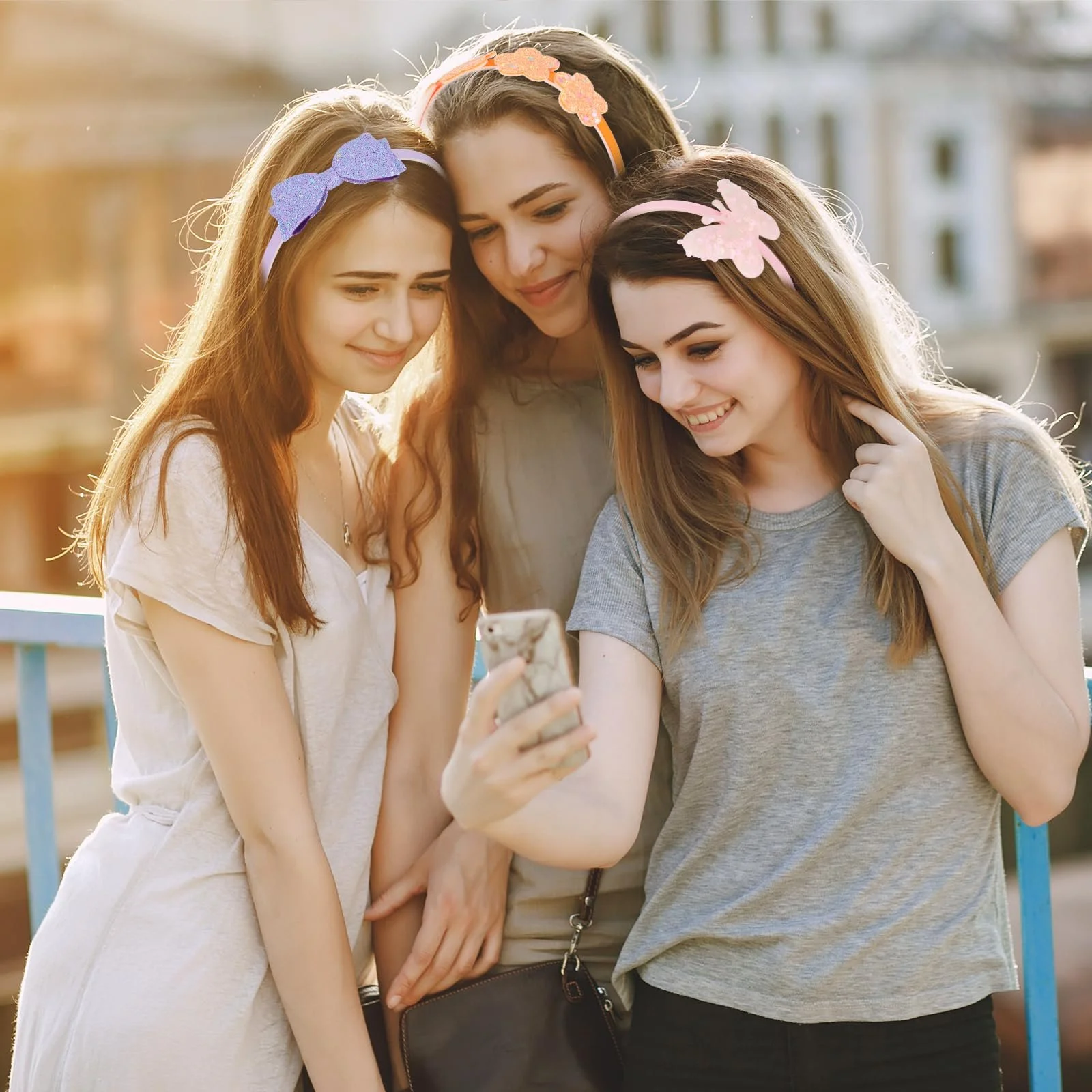 Обруч Блискучий Бант Метелик Квітковий Різнокольоровий, 6 шт, фото №8