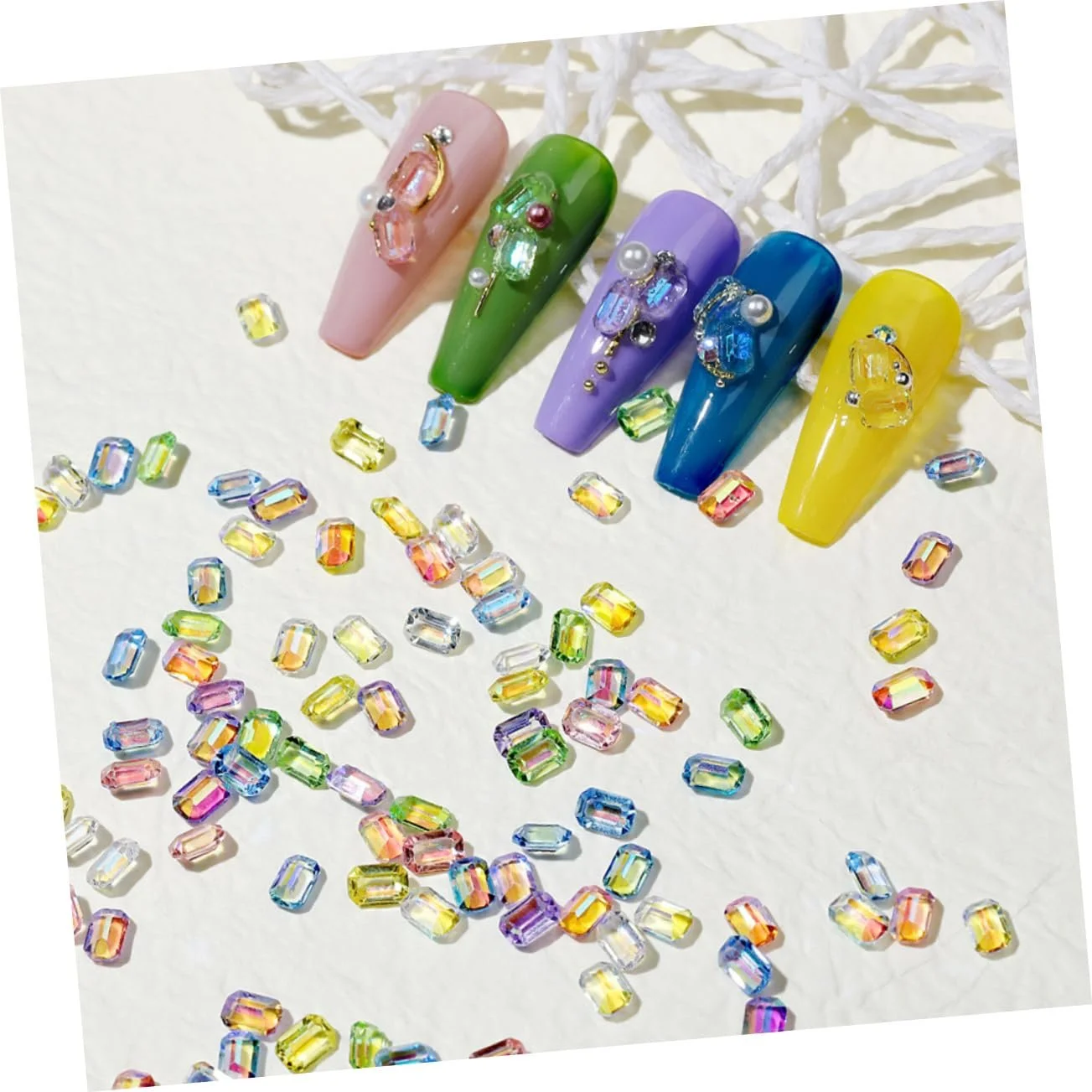 Прикраси Boxen, різнокольорові плоскі камені для творчого дизайну нігтів вдома та в салонах, фото №5