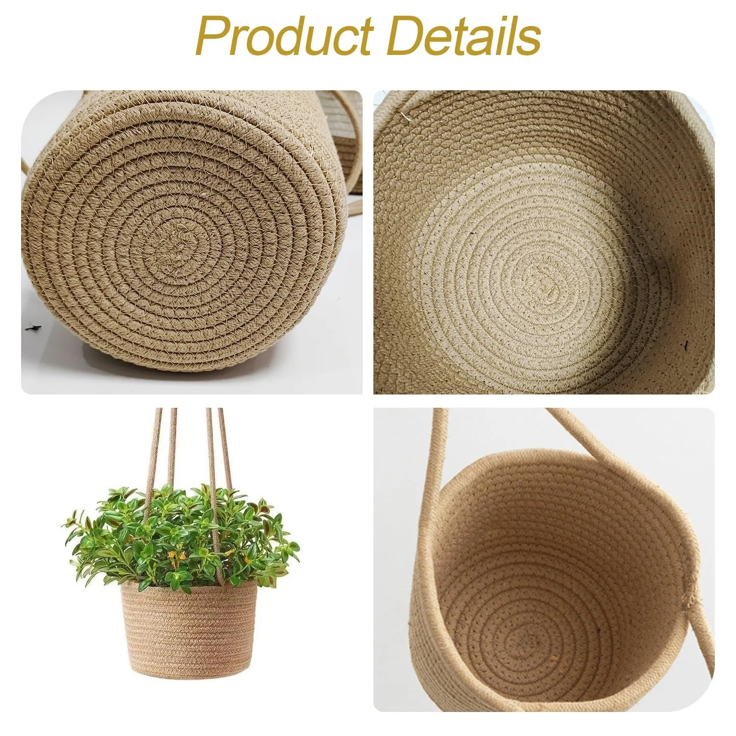 Підвісний кошик для рослин Cotton Rope 14 см, фото №4