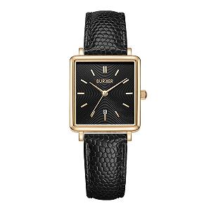 Купить Женские часы BURKER Daisy Квадратные Аналоговые Кварцевые 28 мм Золотой Черный/Черная Кожа - Фото 1 Женские часы BURKER Daisy Квадратные Аналоговые Кварцевые 28 мм Золотой Черный/Черная Кожа - Фото 1