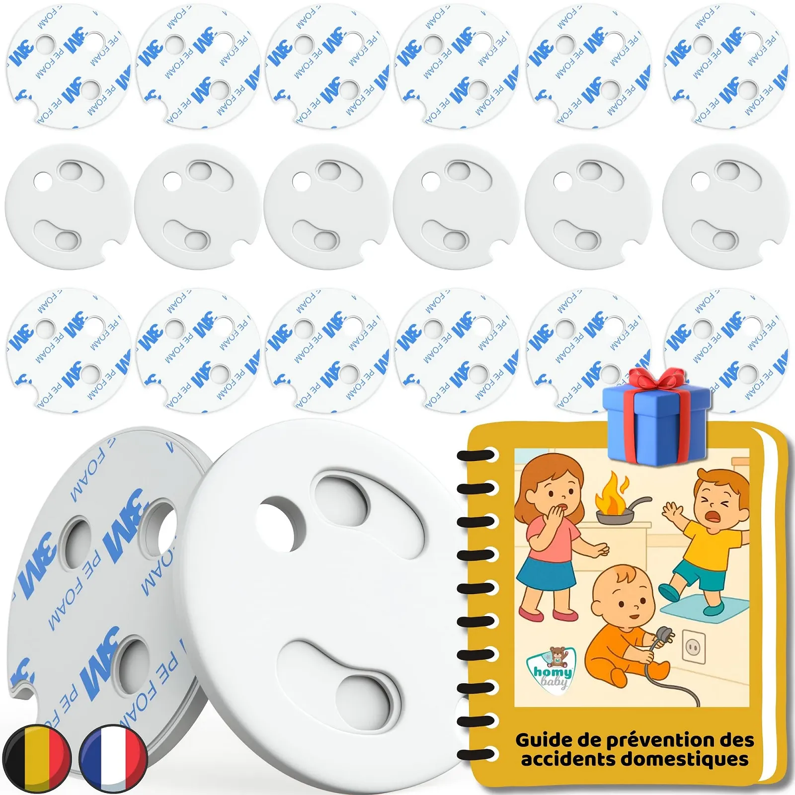 Защитные заглушки для розеток HOMYBABY с поворотным механизмом тип E 20 шт., фото №6