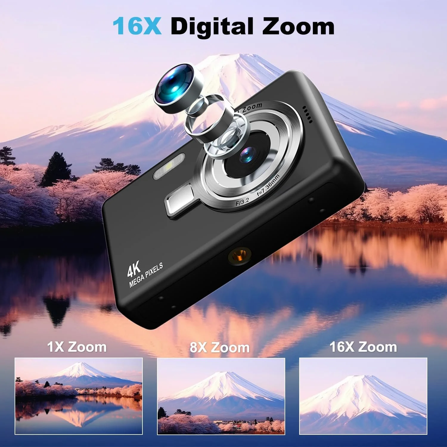 Цифрова камера UHD 4K 50MP 16X Digital Zoom 32GB SD Чорна, фото №3