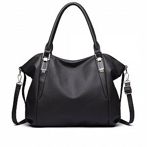 Сумка Miss Lulu, тоут, з м'якої PU шкіри, велика, чорна, елегантна - Фото 1