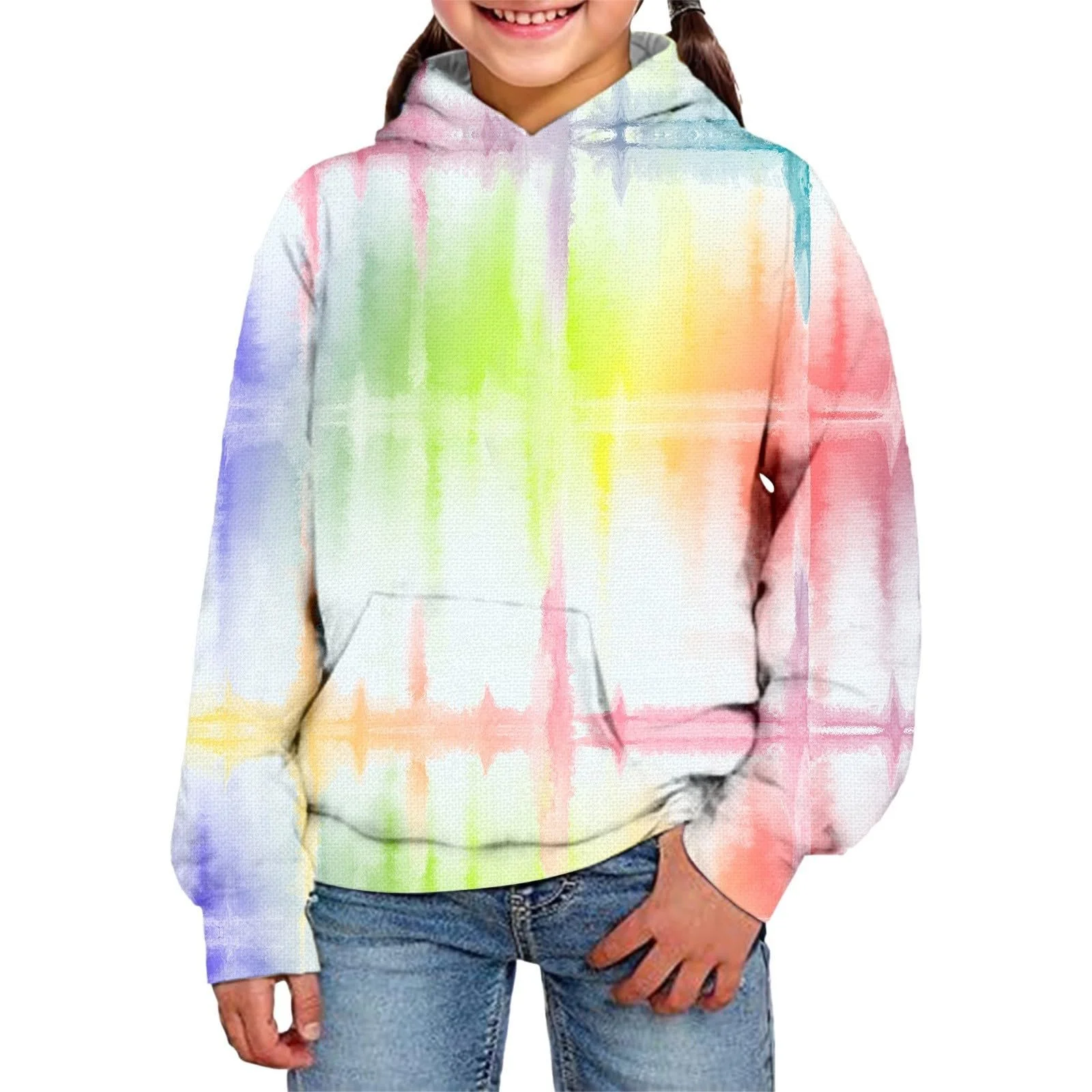 Худи для девочки 3D Visual Digital Gedruckter Tie-Dye Gedruckter Pullover Sweatshirt, фото №2