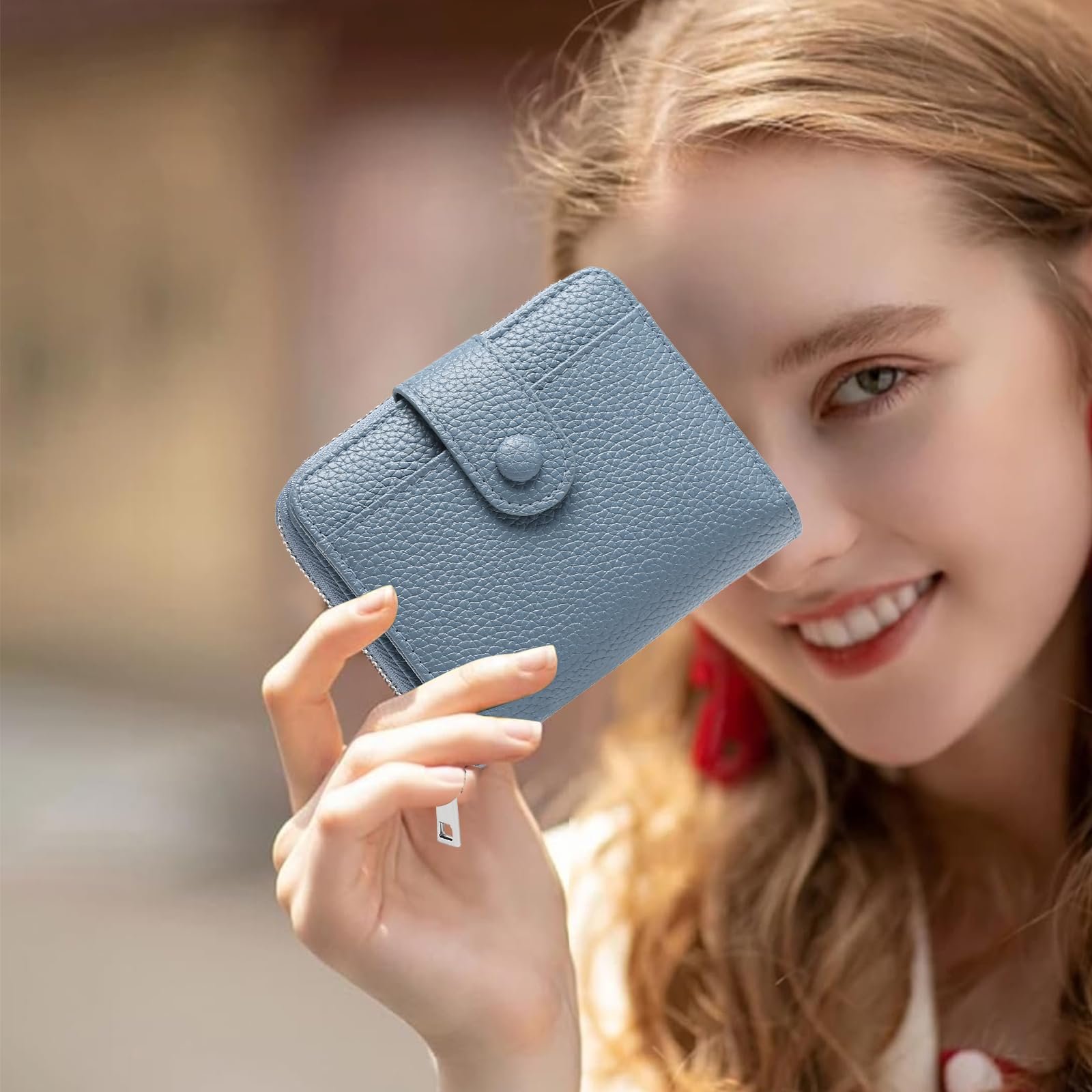 Кошелек Женский GAEKEAO Маленький С RFID-защитой, Светло-голубой, S, Классический, фото №6