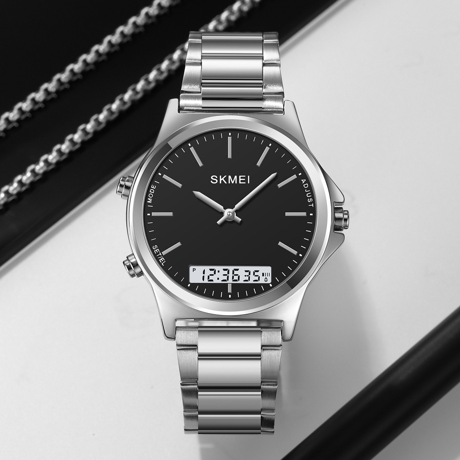Годинник Skmei 2120SIBK Silver-Black, фото №4