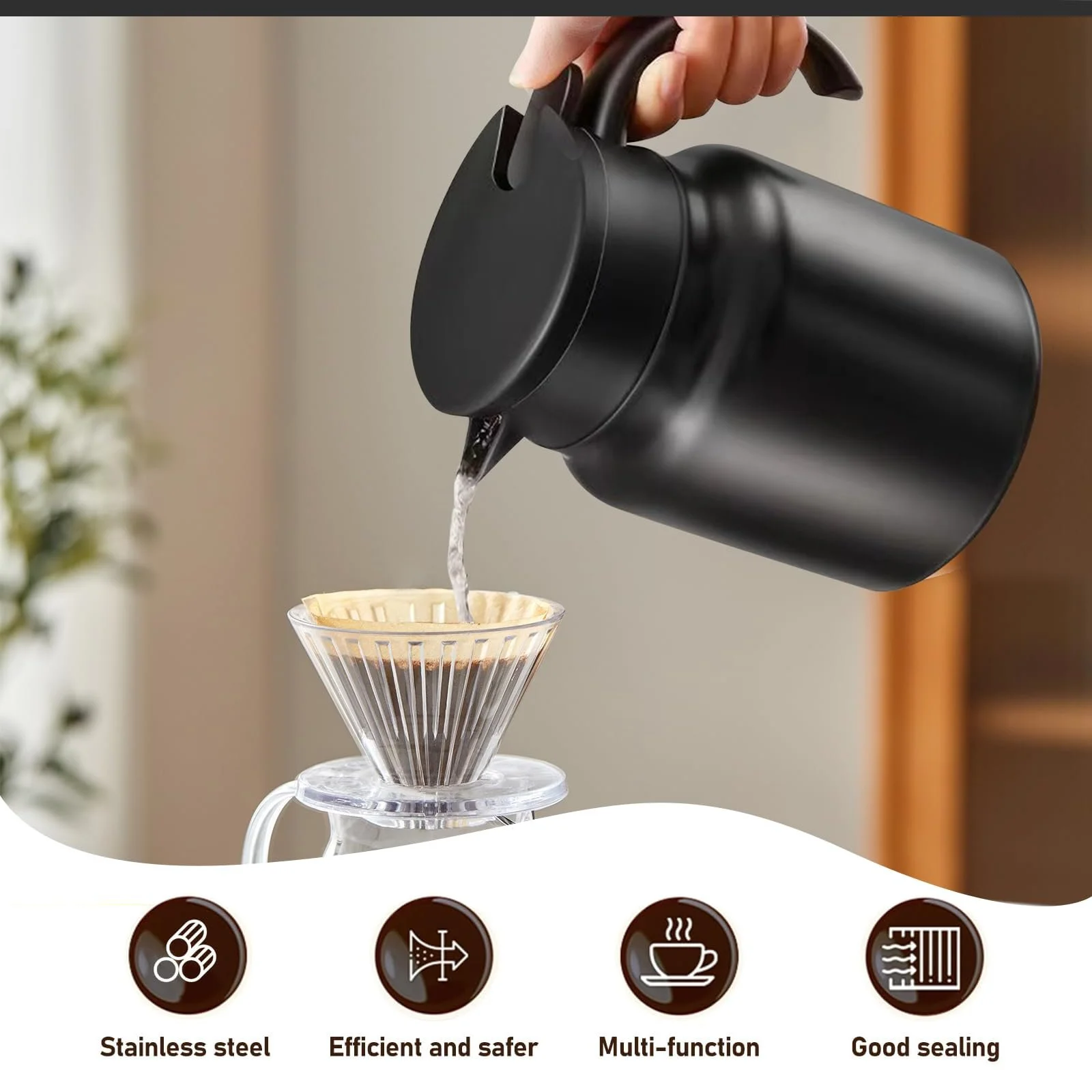 Термос-кавник 1.5 л, Ізольований з нержавіючої сталі 316, фото №6