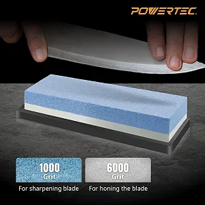Точильний камінь POWERTEC двосторонній 1000/6000 Grit з антиковзною гумовою основою (71916) synthetic.ua - Фото 1
