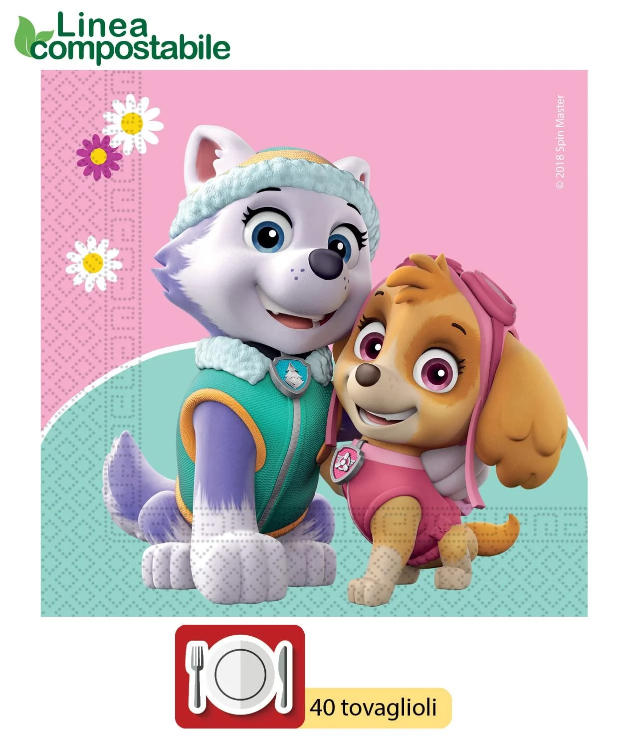Набір посуду для вечірки Ciao Paw Patrol Skye & Everest для 24 осіб (112 предметів: 24 паперові тарілки діаметром 23 см, 24 паперові тарілки діаметром 20 см, 24 стаканчики 200 мл, 40 серветок 33 x 33 см), фото №7