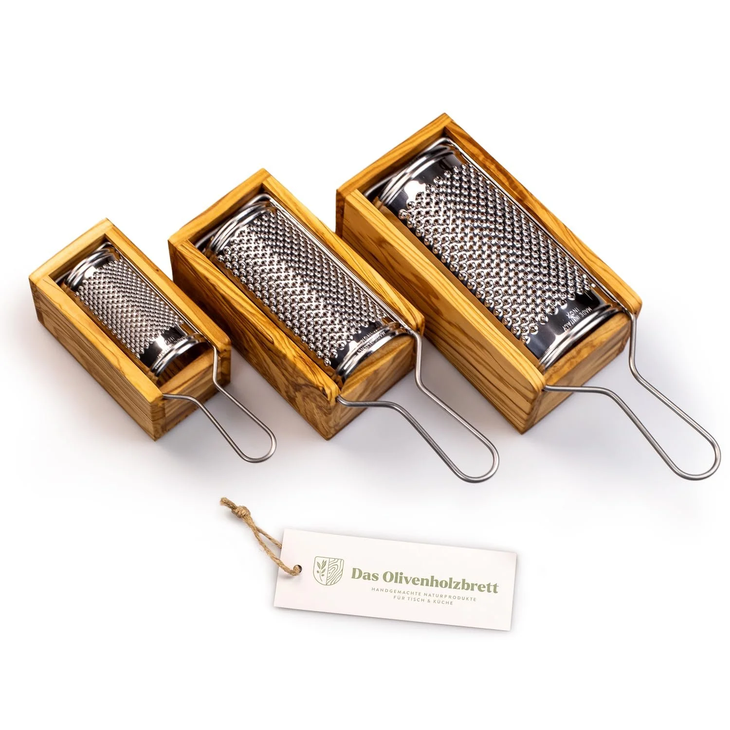 Терка для пармезану DAS OLIVENHOLZBRETT з контейнером для збору, виготовлена з оливкового дерева, 2 предмети, фото №3