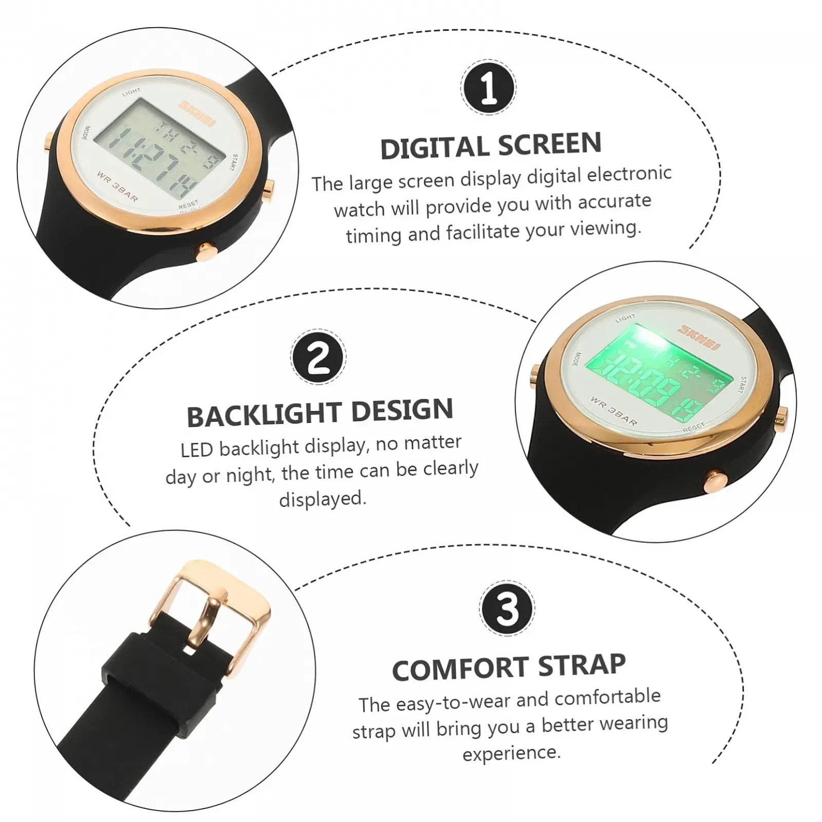 Спортивные часы LIFKOME Цифровые Многофункциональные Мужские Черные, фото №7 Спортивные часы LIFKOME Цифровые Многофункциональные Мужские Черные, фото №7