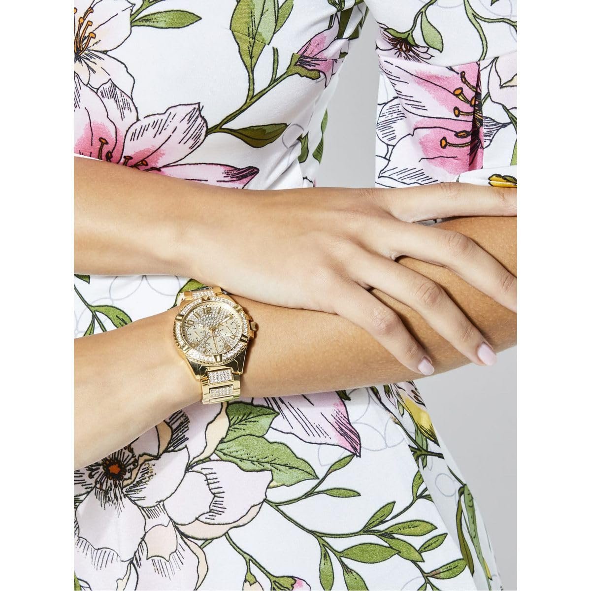 Женские Часы Guess W1156L2 Золотые Золотой Циферблат с Кристаллами, фото №4