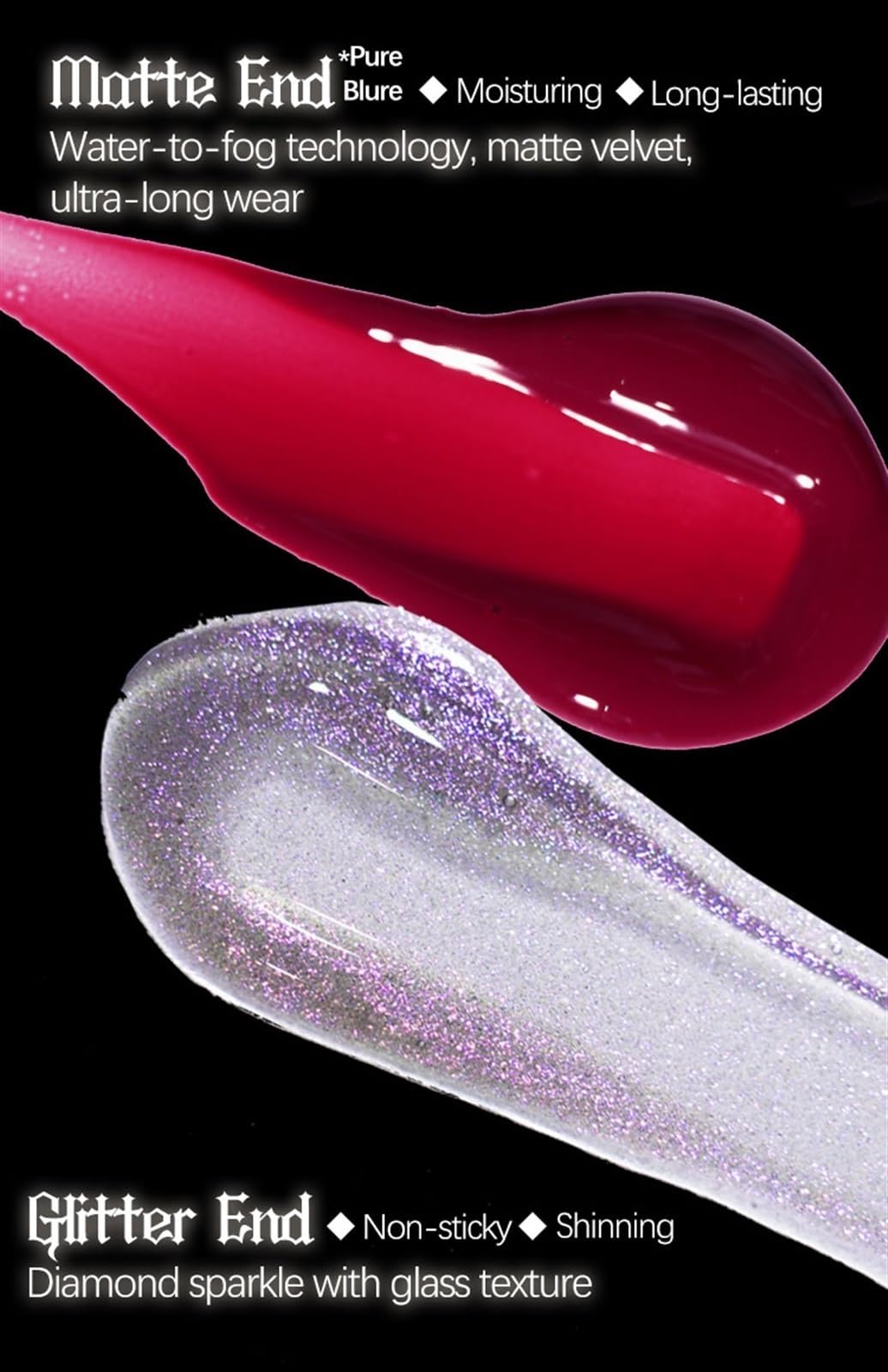 Блеск для губ Haggard Scepter Series двухсторонний стеклянный - экстра-стойкий, супер увлажняющий и с бриллиантовым блеском (5#), фото №7