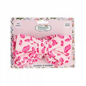 Пов'язка для макіяжу The Vintage Cosmetic Company Lola рожева з леопардовим принтом synthetic.ua - Фото 1