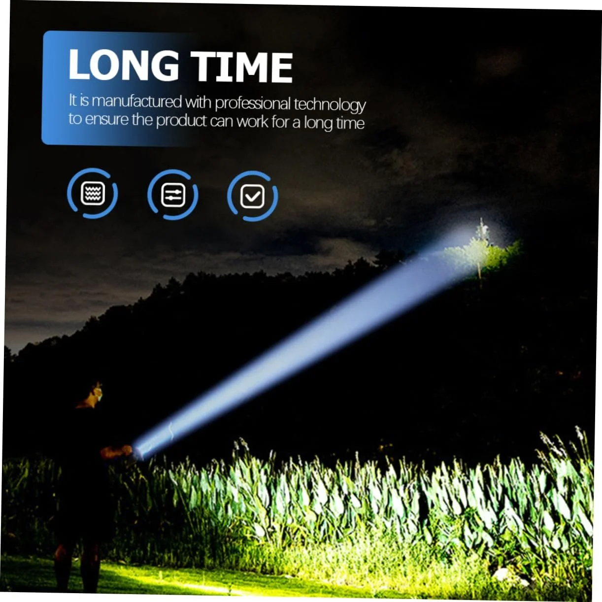 Телескопічний ліхтар Tofficu LED Алюмінієвий сплав Чорний, фото №2