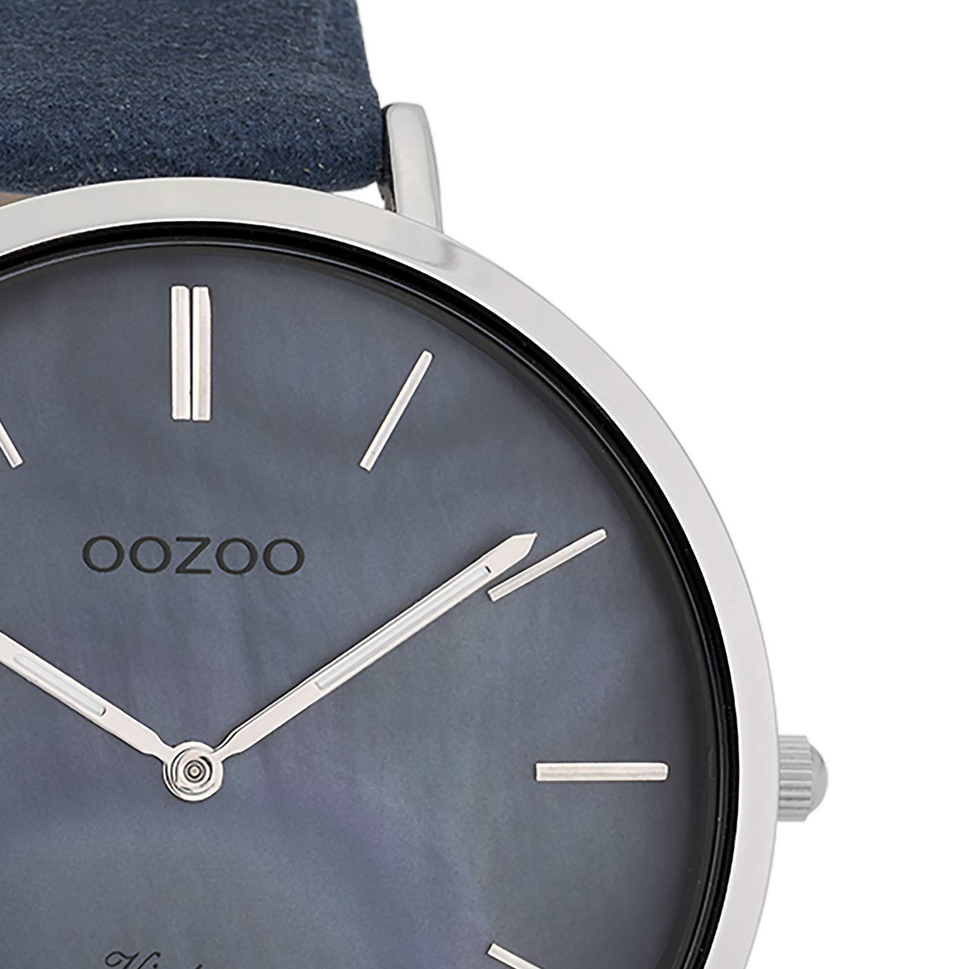 Винтажные женские часы Oozoo Кожаный ремешок 40 мм Серый Голубой Перламутровый / Темно-синий C9808, фото №3