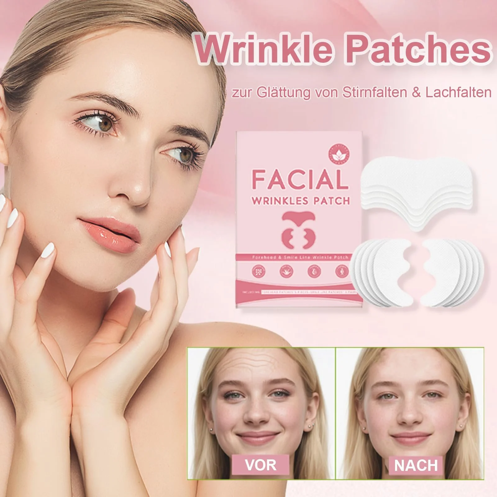 Пластир Zornesfalte для обличчя, 30 шт, проти зморшок на лобі та носогубних зморшок, фото №5