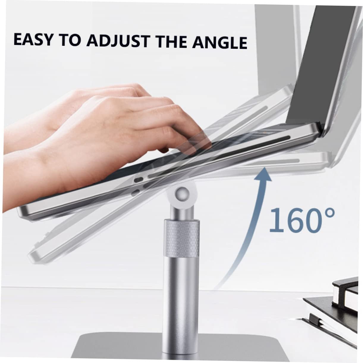 Підставка для ноутбука портативна Veemoon складана, регульована по висоті, для офісу та дому, ергономічна, стабільна, компактна, срібна, фото №5