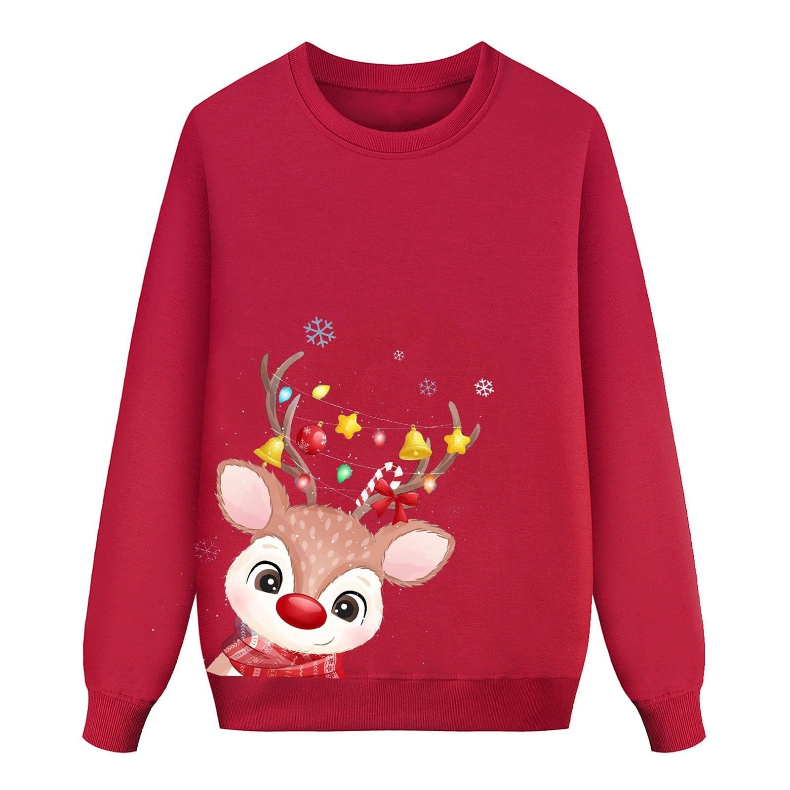 Рождественский свитшот для семьи, повседневный, 2024, с длинными рукавами, праздничный, теплый, женский, свободного кроя, модный, снежинки, фото №2