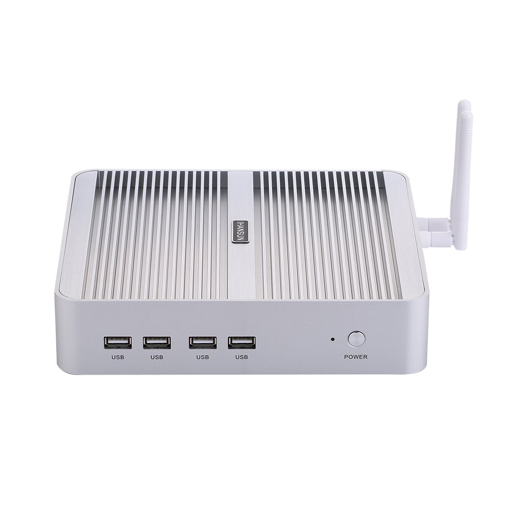 ПК HUNSN Fanless Mini BM07 VGA HDMI 4xUSB3.0 4xUSB2.0 LAN Barebone NO RAM NO Storage NO System, фото №1