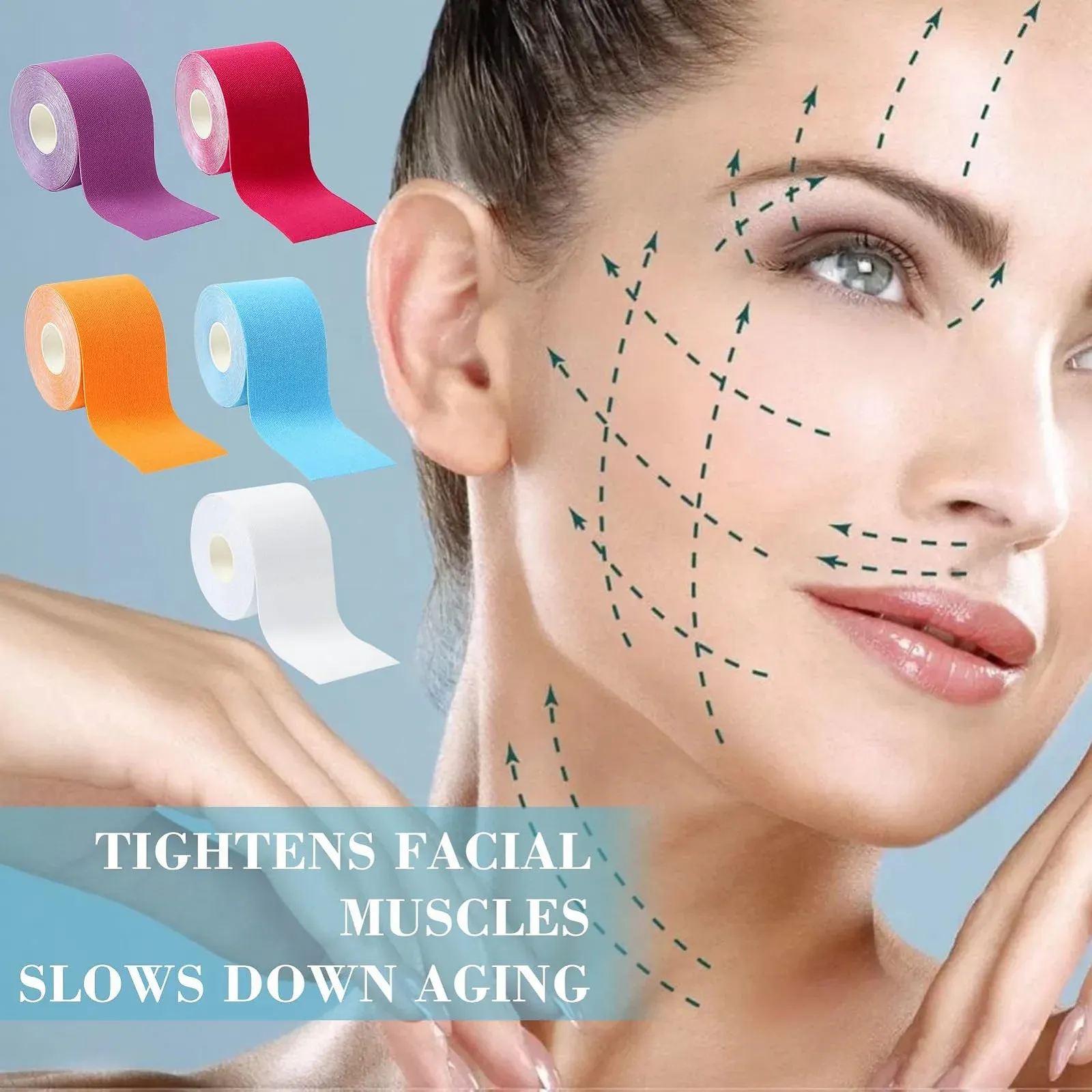 Лента для подтяжки лица Упаковка из 5 антиморщинных пластырей, фото №2 Лента для подтяжки лица Упаковка из 5 антиморщинных пластырей, фото №2