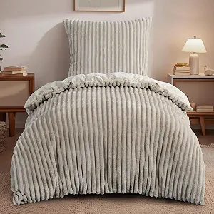 Комплект постельного белья RUIKASI Зима Фланель 135 x 200 см Бежевый, 2 предмета - Фото 1