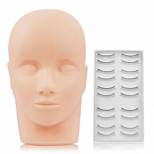 Голова манекена Beauty7 Eyelash Extension Practice Head з 10 парами тренувальних вій synthetic.ua - Фото 1