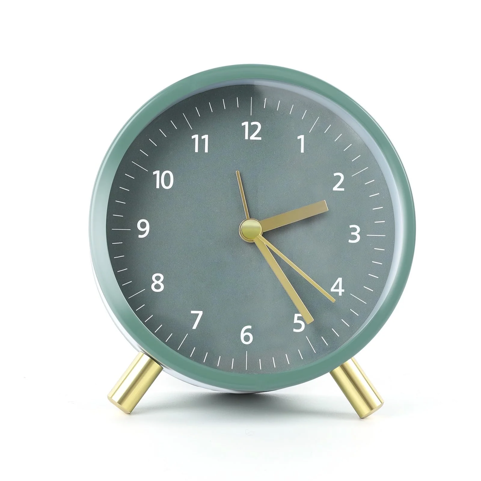 Аналоговый будильник AiQInu, без тиканья, круглый, кварцевый механизм, металлический корпус, ночник, на батарейках, тихий для офиса, спальни, зеленый, фото №1 Аналоговый будильник AiQInu, без тиканья, круглый, кварцевый механизм, металлический корпус, ночник, на батарейках, тихий для офиса, спальни, зеленый, фото №1