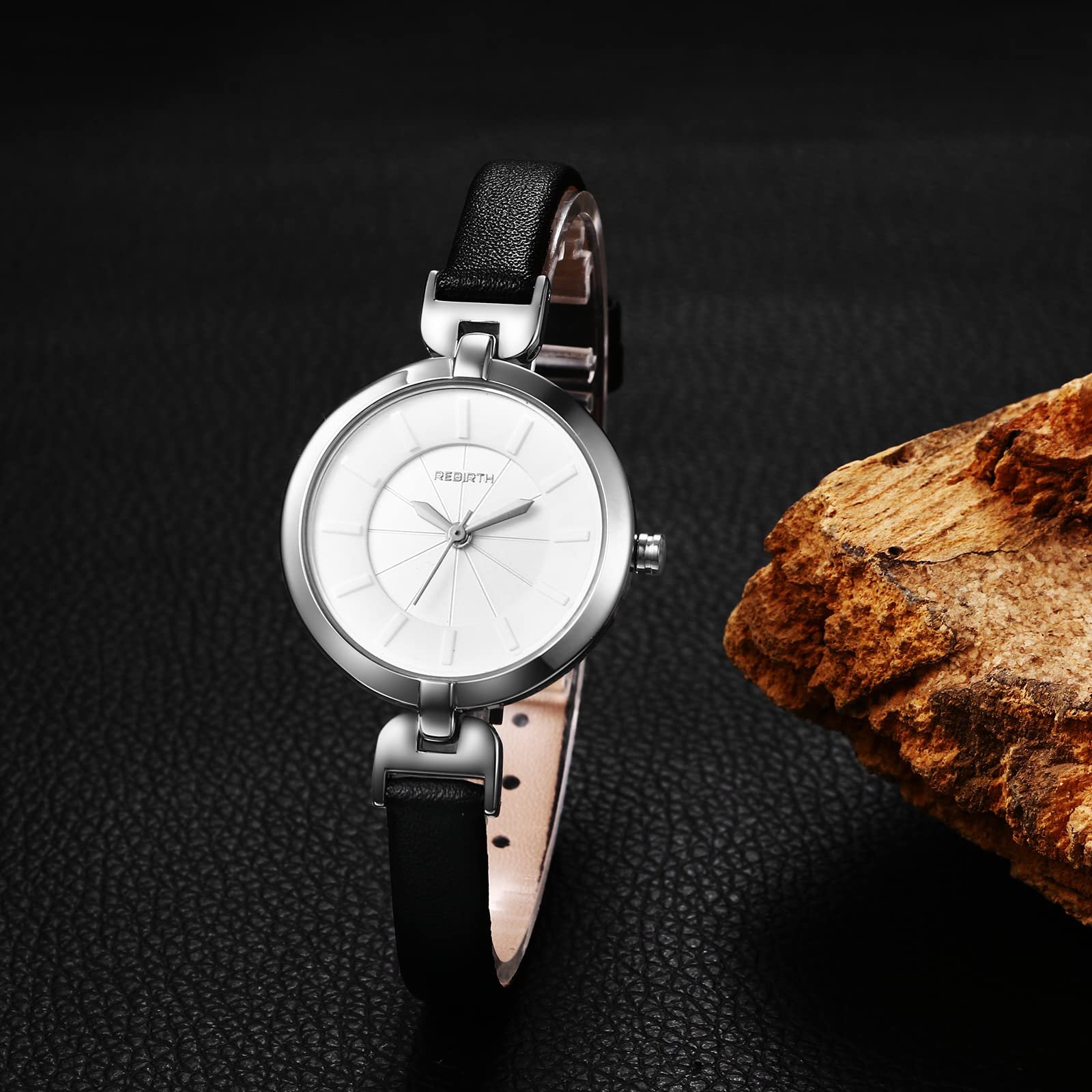 Женские наручные часы OIDEA Кожаные Узкие: Ультратонкий ремешок из натуральной кожи Аналоговые Кварцевые Часы Элегантные Часы с часовой шкалой Циферблат Элегантный подарок для женщин Розовый Коричневый Черный, фото №7
