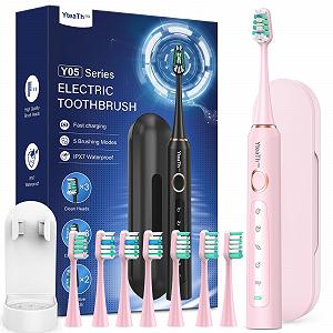 Электрическая зубная щетка YTEATH PRO Sonic, розовая. В комплекте 8 насадок. - Фото 1