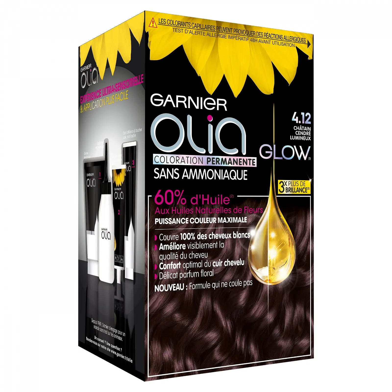 Фарба для волосся Garnier Olia Glow Світлий Попелястий Каштановий (4.12), фото №2