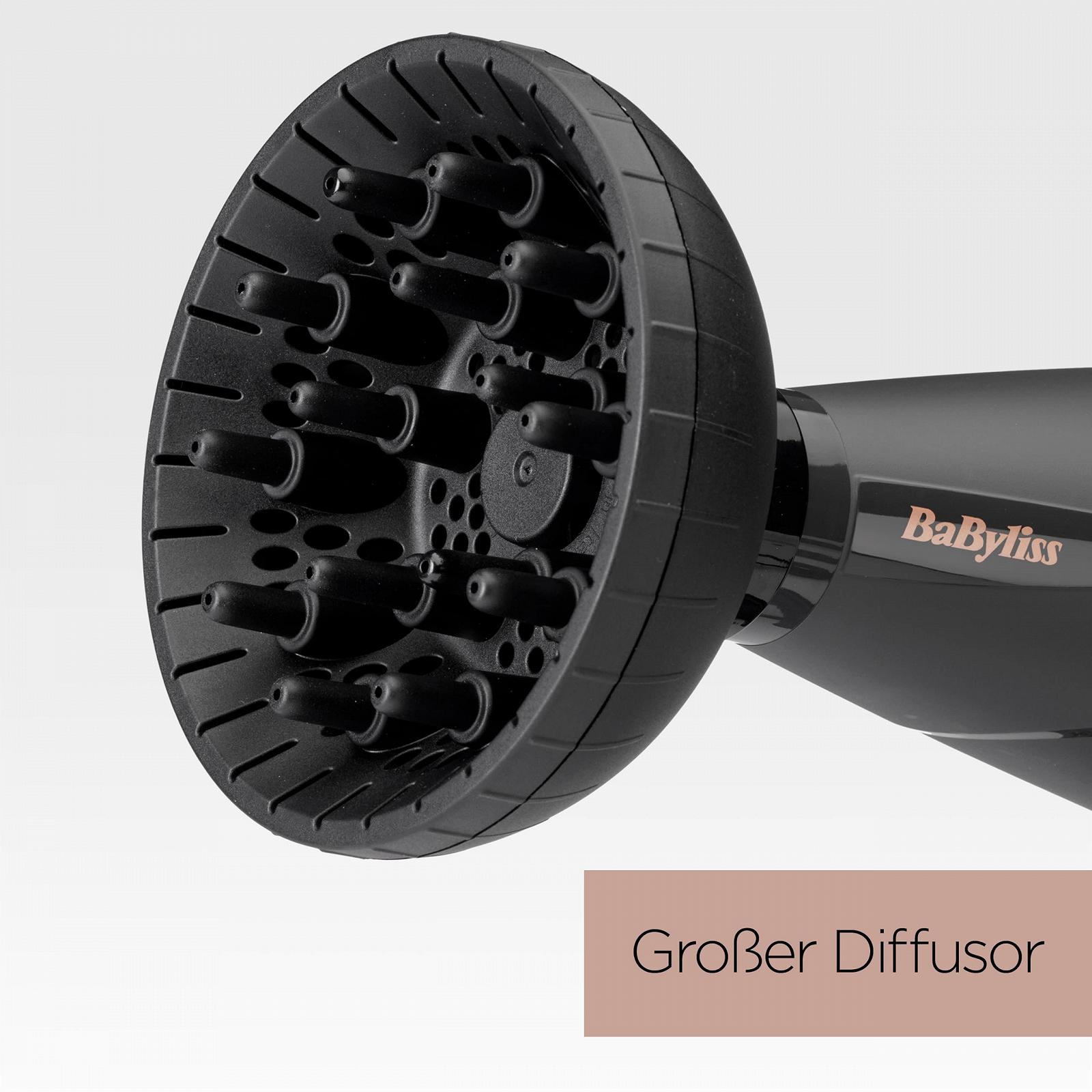 Фен BaByliss Smooth Pro 6709DE, 2100 Вт, с диффузором, ионная технология, 3 температурных режима, 2 скорости, черный, фото №6