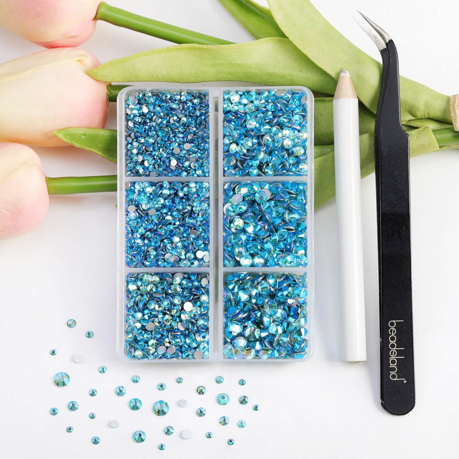 Стразы Плоские Кристаллы для Ногтей Круглые Прозрачные для Рукоделия Смешанные 6 Размеров с Пинцетом и Набором Восковых Карандашей SS6-SS20 Хрустальные, фото №4