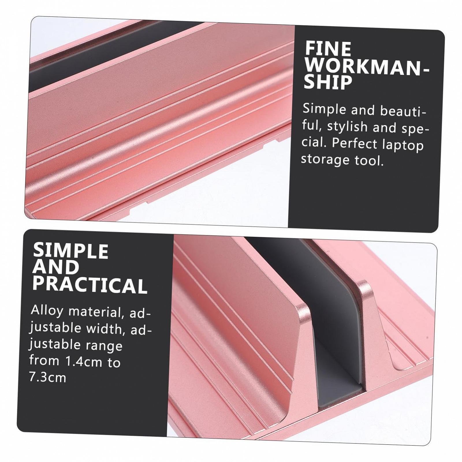 Вертикальная подставка для ноутбука Aluminium Alloy Регулируемая прочная подставка для планшета Настольная подставка для ноутбука и планшета Rose Gold, фото №3