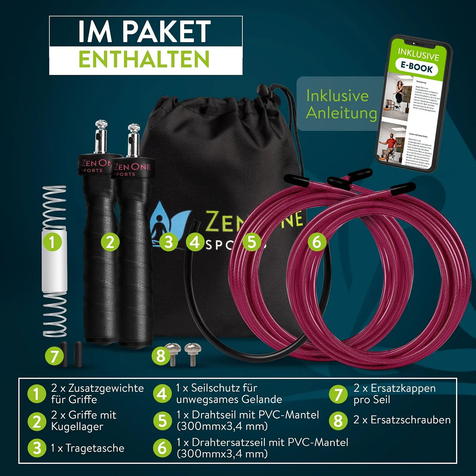 Скакалка ZenOne Sports Speed Rope 3 м Регульована Чорна, фото №2 Скакалка ZenOne Sports Speed Rope 3 м Регульована Чорна, фото №2