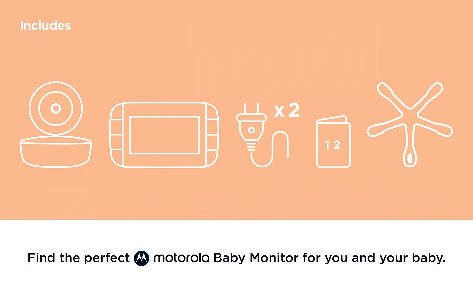 Відеоняня Motorola Nursery VM855 Connected WiFi 5 дюймів Нічне бачення Моніторинг температури Двосторонній зв'язок Білий/Золотий, фото №13
