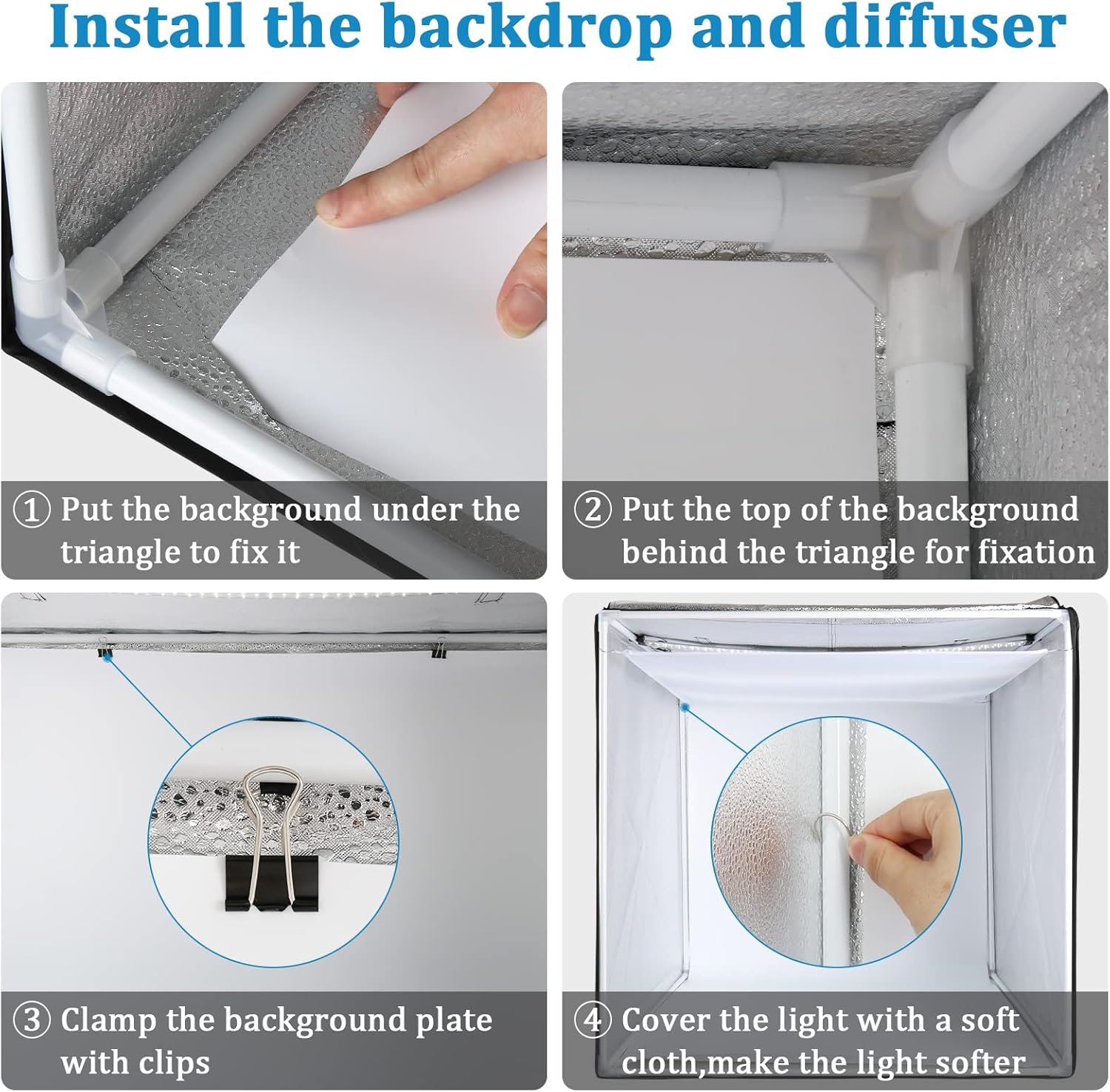 Фотобокс Sedgewin 80 см / 5500K / CRI 95 +/ 4 фона / Черный, фото №6