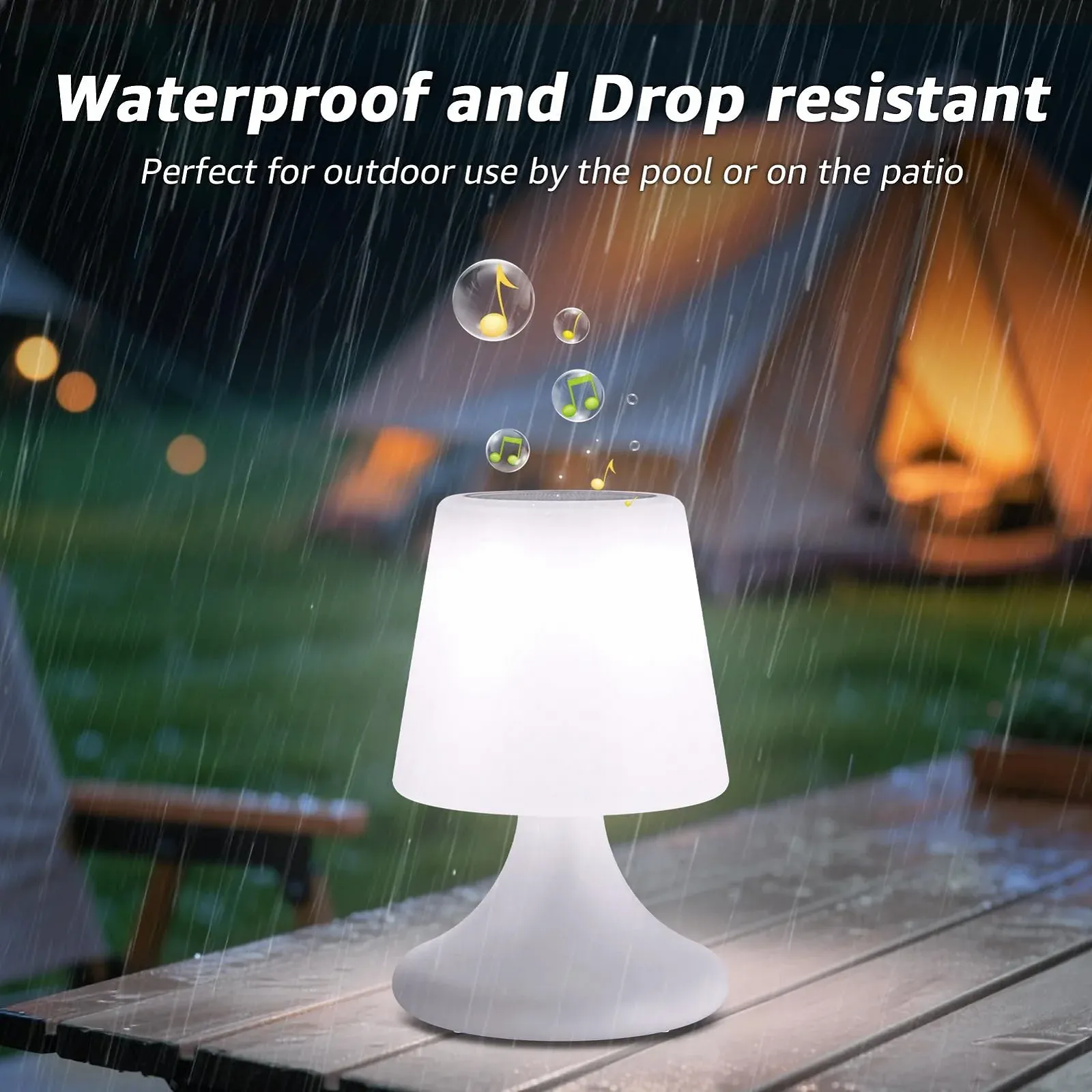 Настольная лампа MALUX с динамиком LED аккумуляторная беспроводная водонепроницаемая 2 шт., фото №6