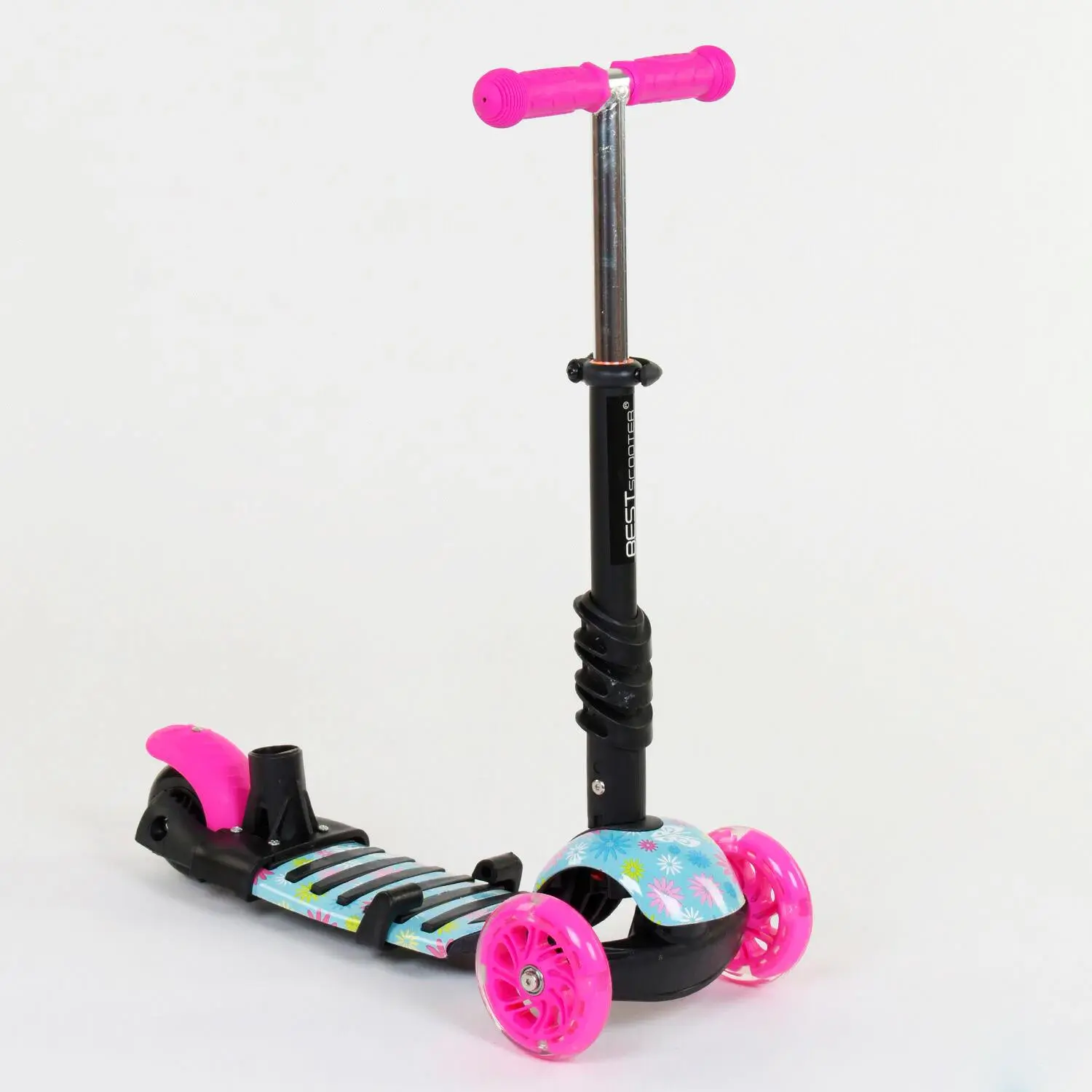 Самокат 5в1 Найкращий Scooter PU колеса з підосвітленням Абстракція Multicolor 84215, фото №6