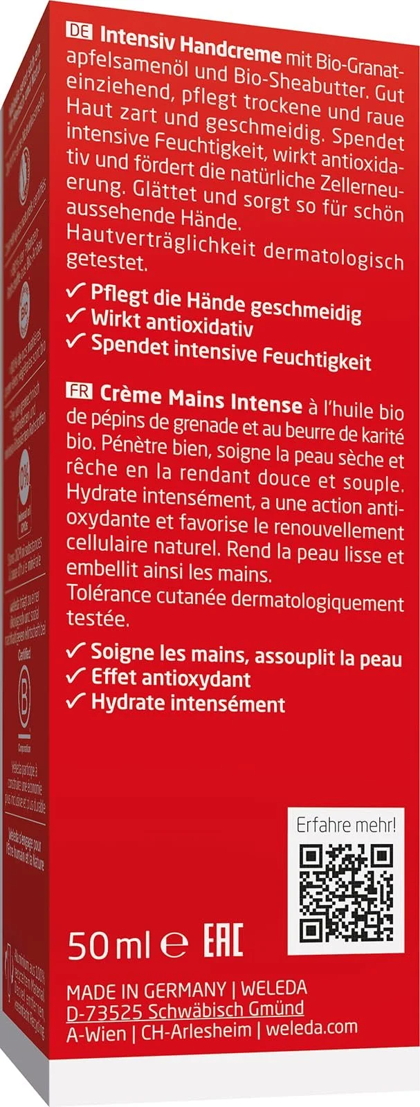 Крем для рук Weleda Organic Pomegranate Regeneration 50 мл, фото №2 Крем для рук Weleda Organic Pomegranate Regeneration 50 мл, фото №2