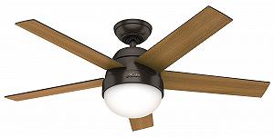 Вентилятор потолочный HUNTER Stile 117 см с подсветкой и пультом ДУ, корпус premiere bronze, 5 двусторонних лопастей (темный орех и черный орех), для лета/зимы, модель 50641 - Фото 1