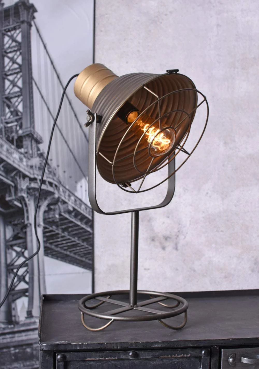 Настольная лампа Palazzo Bauhaus GMF004 Loft Industrial металлическая серая, фото №3