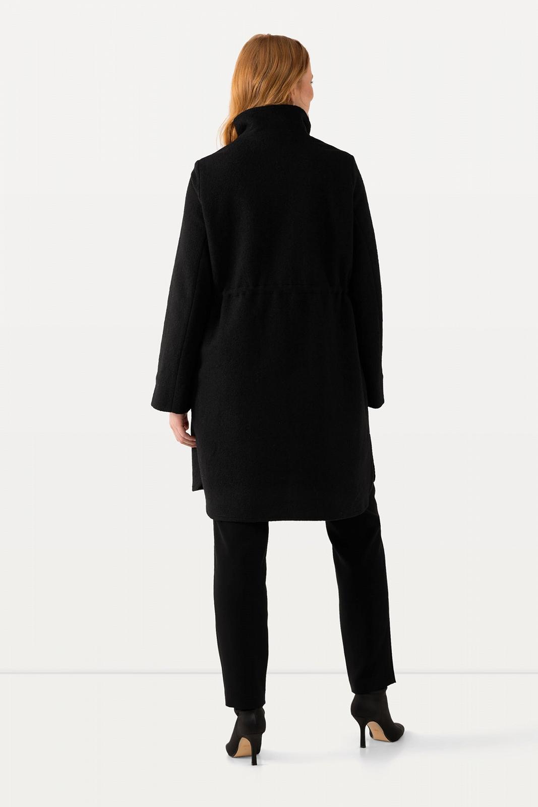 Пальто Ulla Popken Plus Size A-силуету з коміром-стійкою, вовна/суміш, модель 826596, фото №3