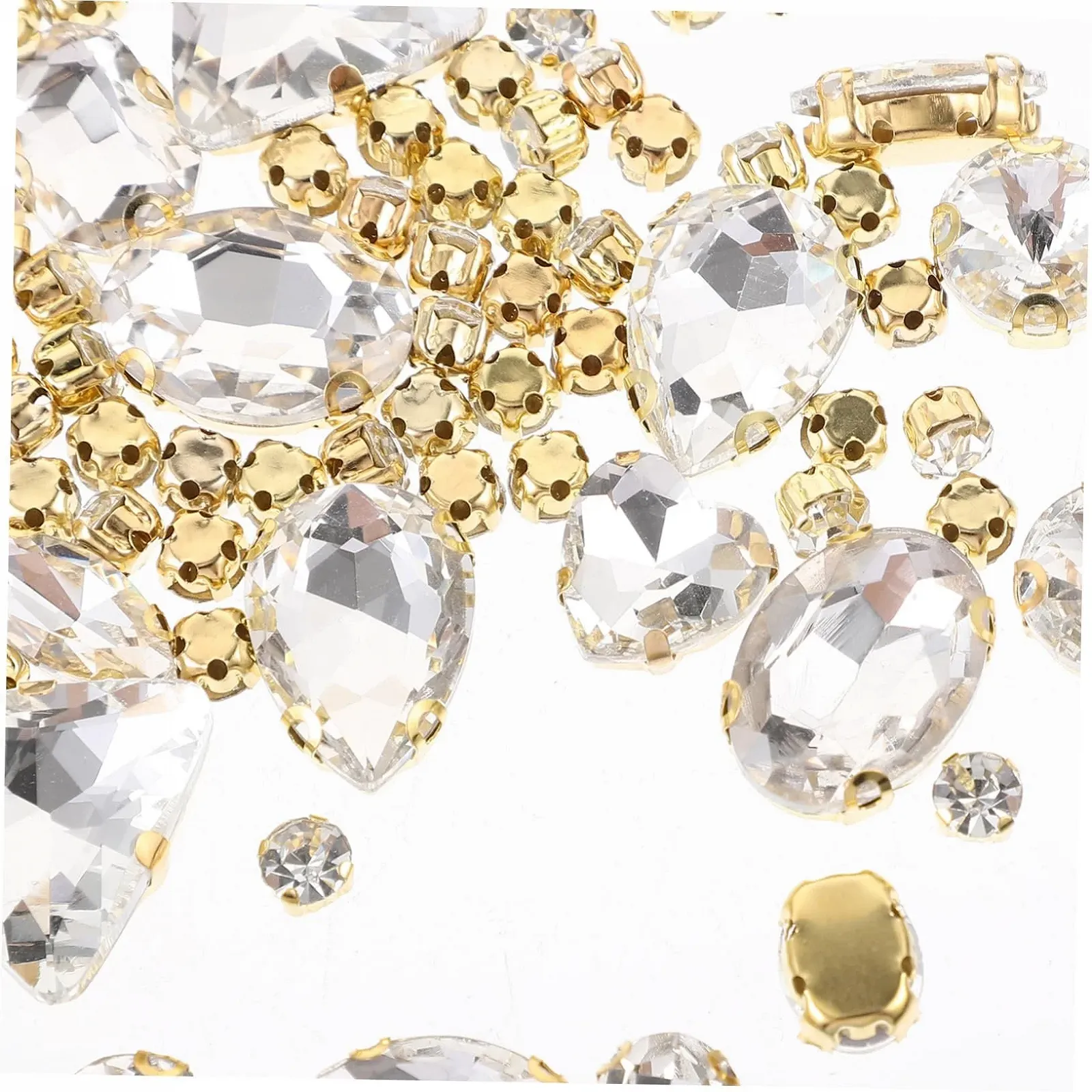 Скляні стрази для пришивання, 130 шт, білі, ручної роботи, з кігтями, для прикрас, для саморобних прикрас на одяг, фото №8