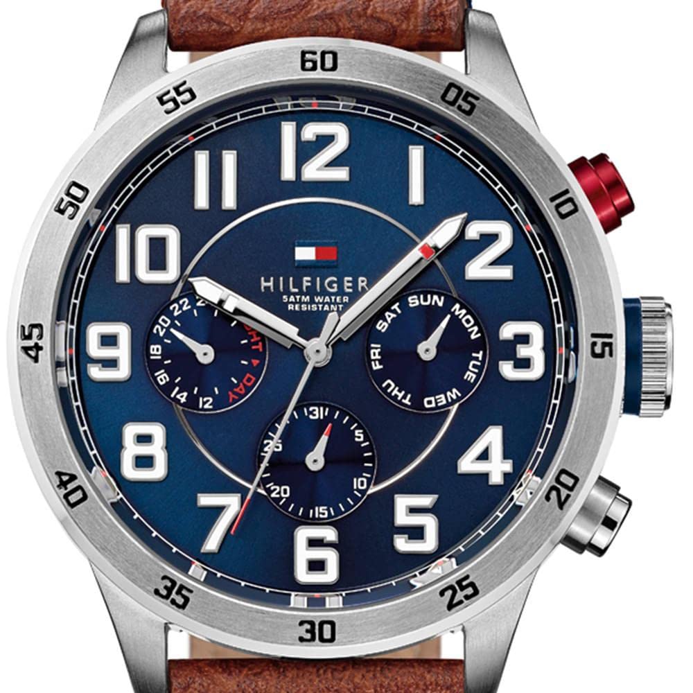 Чоловічий кварцовий годинник Tommy Hilfiger Trent з синім циферблатом, аналоговим дисплеєм і коричневим шкіряним ремінцем 1791066, фото №3