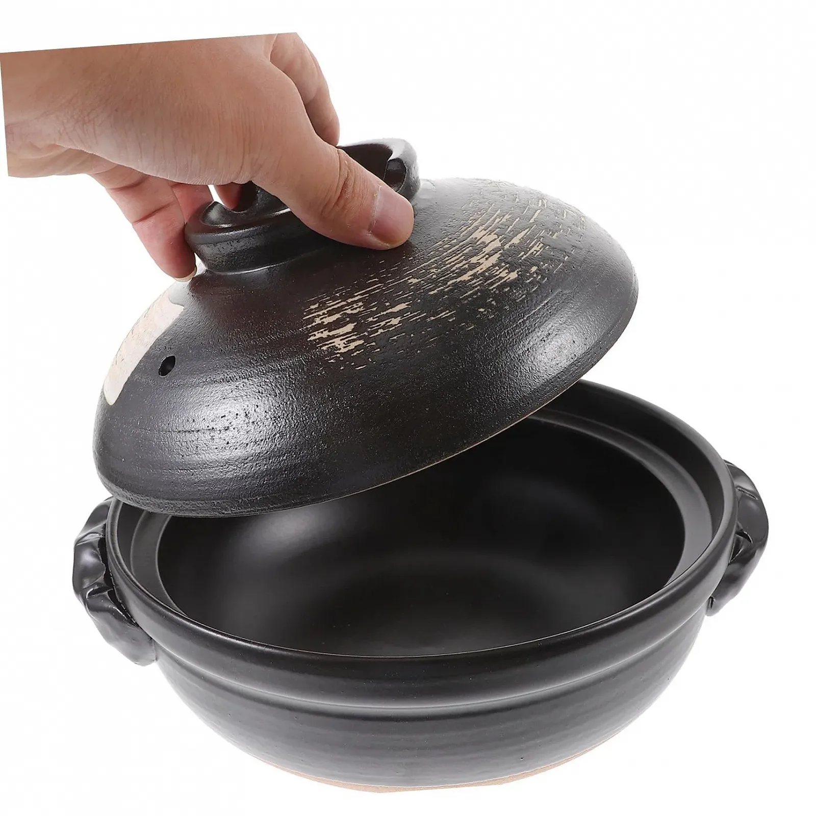 Кастрюля-жаровня керамическая 900 мл с вентиляционными отверстиями глазурованная термостойкая, фото №4